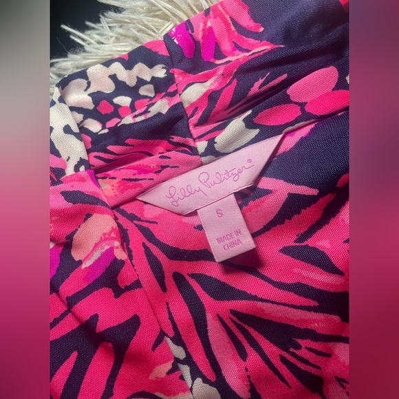 Lilly Pulitzer- Felicia dress Bright‎ Navy and pink with floral prints Size S - Picture 9 of 11